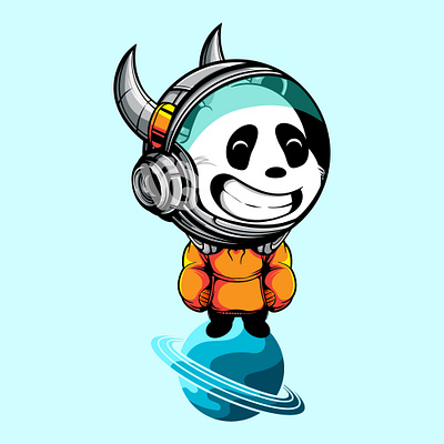 THE CUTE PANDA ASTRONAUT animal art artprint character cute design doodle icon illustration logo mascot panda vector