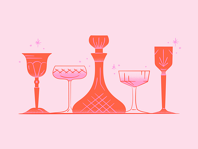 Inktober 01 / Crystal crystal dishes glasses illustration inktober line texture vectober whiskey wine