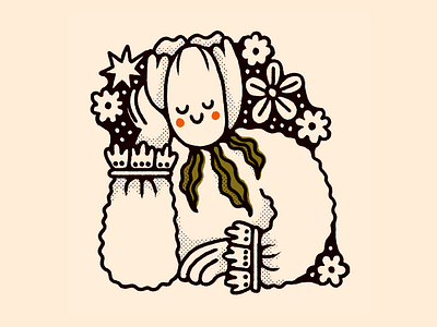 inktober 01 ✿ tulip character cute floral flower illustration inktober leaves tulip vintage