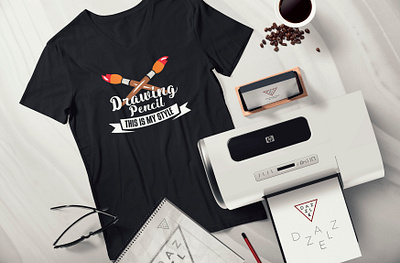 Drawing pencil this is my style T-Shirt Design branding design graphic design illustration logo logo design shirt t shirt t shirt design vector