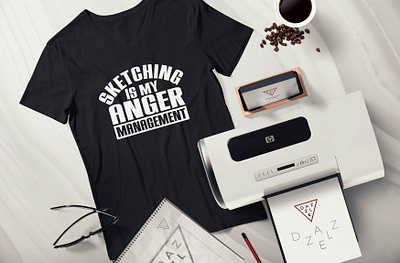 Sketching is my anger management T-Shirt Design branding design graphic design illustration logo logo design shirt t shirt t shirt design vector