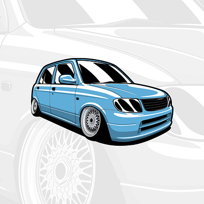 Daihatsu Mira Cuore L700 art automotive car cuore daihatsu design drawing illustration japan jdm logo mira vector
