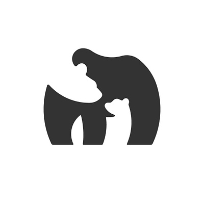 Mother Bear Negative Space Logo animal baby bear minimal mother mountain nature negative simple son space wild