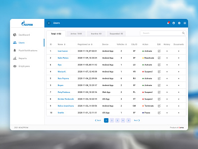 Gazprom | CRM Web Application app base browser code data design gazprom web