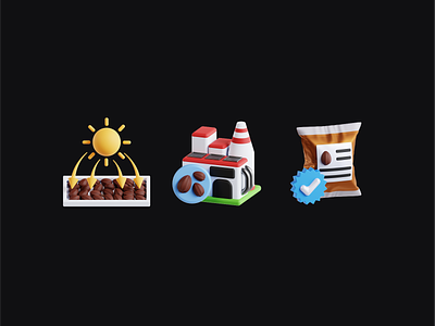 Chocolate Process 3D Icons 3d 3d icon 3d illustration blender chocolate factory icon icons illustration process quality sweet