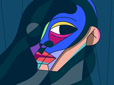 2D Female Abstract Portrait, Digital Art Drawing abstract art branding cartoon character design drawing female flat flat design girl graphic design illustration modern vector