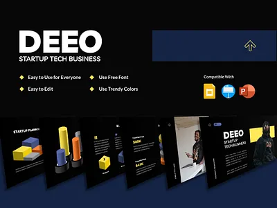 DEEO - 3D Elements Presentation (NIGHT) business deck pitch power point presentation slide slides startup tech