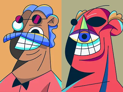 Abstract Minimalist Character Design Illustrations, Digital Art abstract artict branding cartoon character characters crazy design flat flat design illustration logo nft nft art nft artist vector