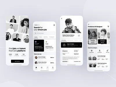 Job Platform aflamesaimon clean company figma freelancer hire hire platform job job search job searching latest trend mobile new popular saidur zaman saimon trend 2022 ui ux web design