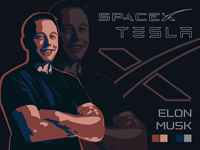 Elon Musk Illustration character design draw elon musl elonmusk flat graphic design illustration illustrator logo mascot minimal portrait vector vector ilustration vector portrait