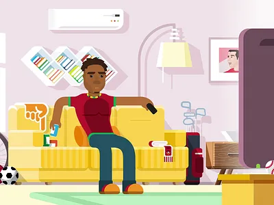 Losing fan 2d 2d animation animation character character design character development design fan football illustration losing mograph motion motion design motion graphic motion graphics phone tv ui