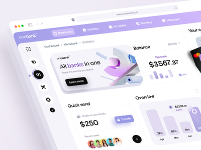 Online Banking Dashboard Concept admin admin panel analytics banking chart credit card dashboard finance fintech mvp online banking stats ui user interface ux wallet