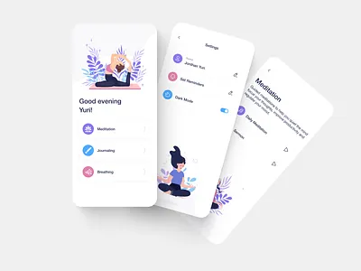 Meditation & Breathing app design app ui design meditaton app ui design