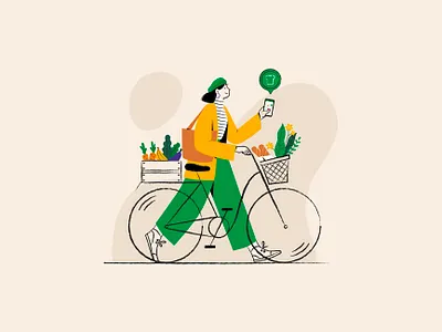 Low Impact app illustrations app bicycle branding character design eco friendly fashion flat illustration illustrator plant vector