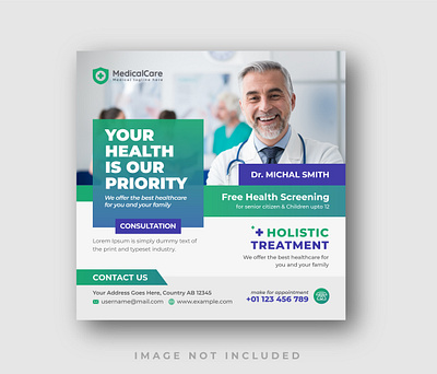 Modern Medical healthcare Square flyer social media post Banner treatment