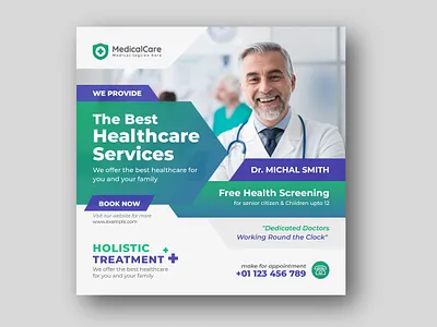 Medical healthcare Square flyer social media post Banner treatment