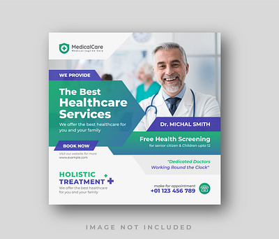 Medical healthcare Square flyer social media post Banner treatment