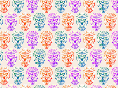 Sugar Skulls adobe fresco botanical colorful creative digital illustration flat halloween ipad mexican october seamless pattern stationery sugar skull surface design vector wrapping paper