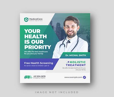 Modern Medical healthcare Square flyer social media post Banner treatment