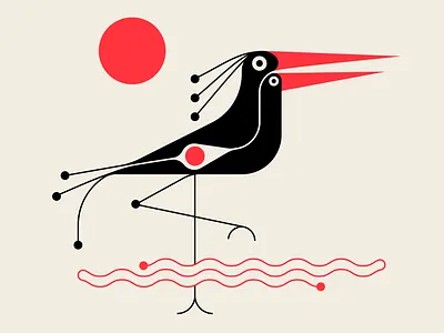 2-Dollar Bill abstract illustration birds black design geometric illustration red vector