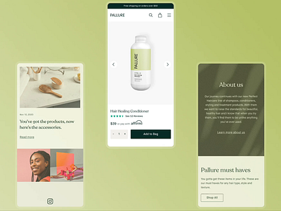 Pallure ecommerce homepage minicart product page responsive design ui ux