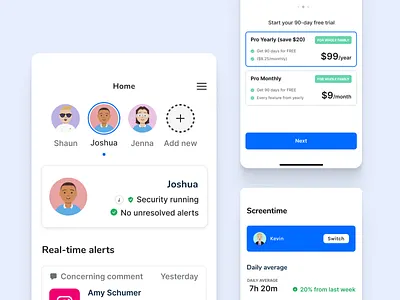Hiomi - Parental Control App app app design ui ux