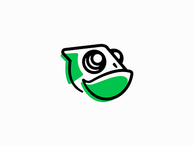 Chameleon Logo animal branding cartoon chameleon cute design face geometric green identity illustration kids lines lizard logo mark mascot symbol vector zoo