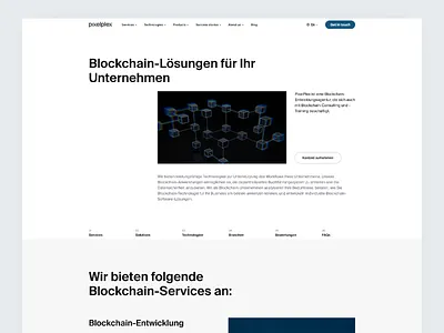 Blockchain Development Service Page — PixelPlex UI blockchain company design system development figma minimal minimalism service swiss ui user interface ux design web3
