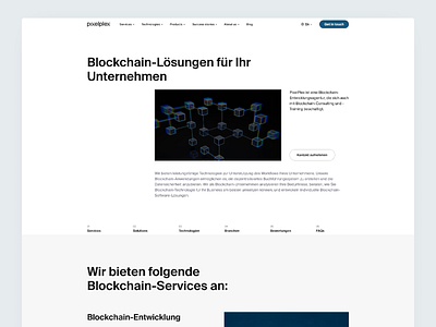 Blockchain Development Service Page — PixelPlex UI blockchain company design system development figma minimal minimalism service swiss ui user interface ux design web3