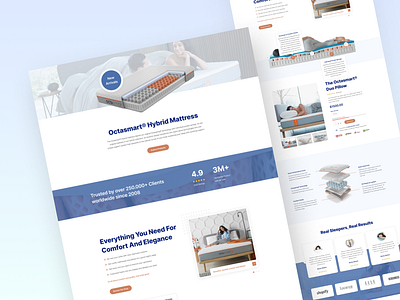 Mattresses & Pillows Landing Page app branding design ecommerce graphic design illustration landing page logo one page pillow shopify typography ui ux vector web design web page
