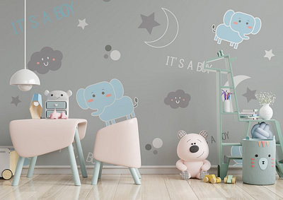 Pattern baby boy wallpaper art babypattern boypattern design illustration pattern room vector wall wallpaper