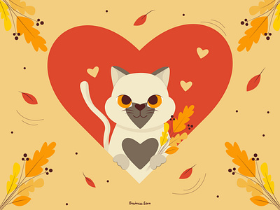 Autumn kitty🍂 art autumn autumn cat autumn leaves branding cat design fall flat flat design graphic design illustration kitty leaf fall pretty kitty vector