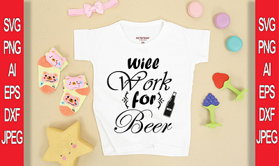 WILL WORK FOR BEER T-SHIRT DESIGN branding design illustration logo typography vector
