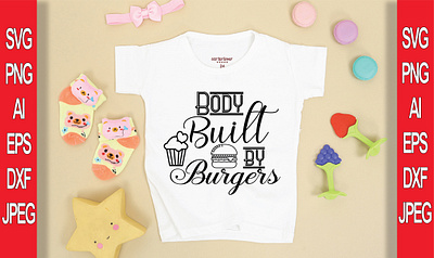 BODY BUILT BY BURGERS T-SHIRT DESIGN branding design illustration logo typography vector