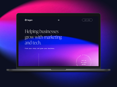 The New Tegan.io agency black branding colorful dark design gradient studio typography ui ux website