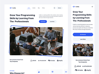 Codify - Landing Page branding coding course design design system dipa inhouse ecourse education github landing page learning programming saas styleguide typography ui ux web design website website design