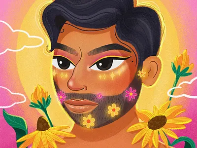 Dario - Flowers boy boy brush flowers ill illustration latino makeup men photoshop sun