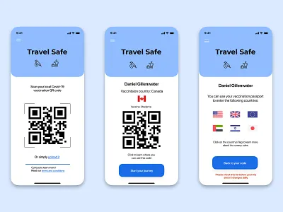 Travel Safe - International Covid-19 Vaccination Passport covid 19 international document mobile qr code travel ui vaccination passport