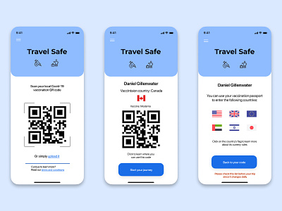 Travel Safe - International Covid-19 Vaccination Passport covid 19 international document mobile qr code travel ui vaccination passport