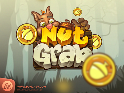 Nut Grab Logo Design game art game logo design gamelogo logo logo design