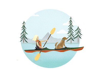 Kayak Pup adventure digital illustration dog forest illustration kayak lake nature pnw pup sports water