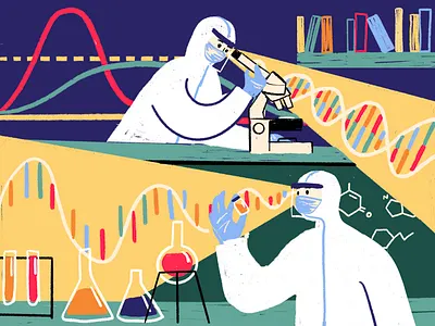 Covid-19 colorful covid genes illustration science vaccine