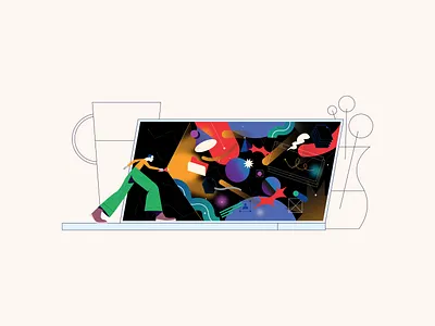 Working on a website all by yourself art concept dark darkness design digital illustration digitalart drawing findingways illustration light loptop man ui web website work workspace