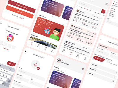 Job finder app for vehicle driver - UI design apps design design driver driver finder figma filter instagram job job app job finder job finder app log in mobile app profile ui vehicle app vehicle driver