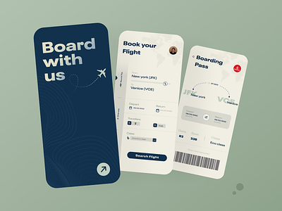 Airline App UI 🛫 airline blue boarding pass plane teal travel ui uiux ux uxiu