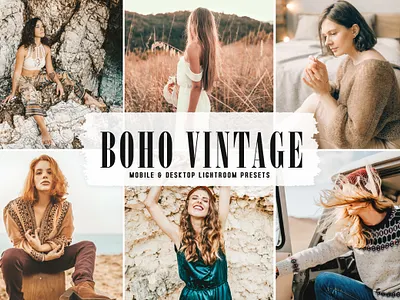 Boho Vintage Mobile & Desktop Lightroom Presets aesthetic tones blogger presets desktop presets impressive presets influencer presets lovely presets luxury presets mobile presets outdoor presets travel presets