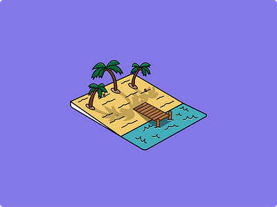 coconuts on the beach (plotober 1) 3d 90s cartoon beach coconut dock lot palm trees pirate playful