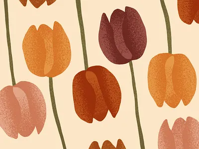 Tulips for Peachtober .01 design flat illustration floral pattern flowers illustration inktober peachtober plants procreate texture tulips