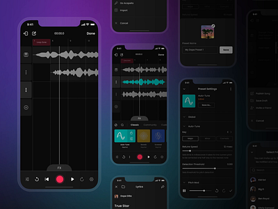 Rapchat App animation app application dark theme fireart fireart studio interface mobile app mobile recording studio mobile studio music music app music recording studio music studio product design rapchat rapchat app ui ux