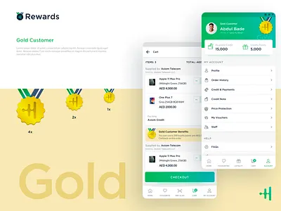 Hyke Rewards gold loyalty menu profile ui ux